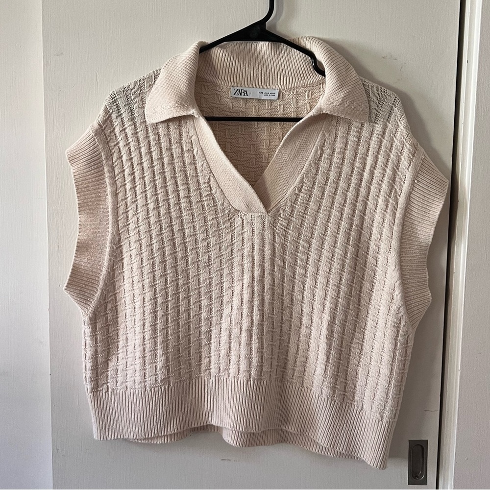 Zara cream knit sweater vest
